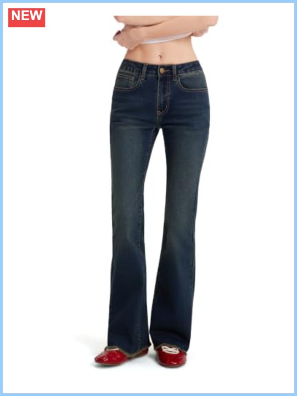 Stretchy Bootcut Raw Hem Low Rise Flare Jeans